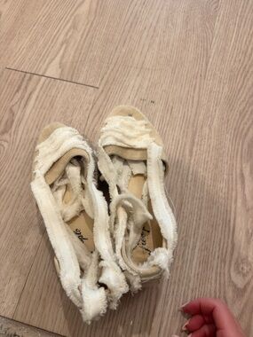 Free People Cream Frayed Espadrille Slip-Ons